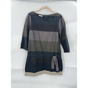 Hoss Entropia Lagenlook 3/4 Sleeve Shift Stripe Colorblock Mini Dress